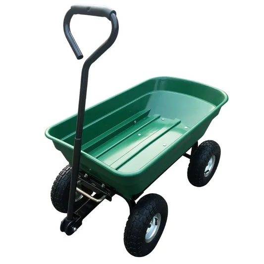 75 l-es, 4 kerekű billenős kerti kézikocsi 250 kg teherbírással, zöld