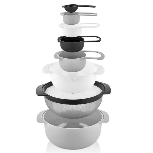 Herzberg 8 az 1-ben tál- és mérőkanál készlet, 2,25 L/2 L, BPA-mentes