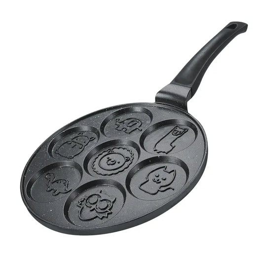 Herzberg 26 cm-es márvány bevonatú palacsinta és crepe sütő, 7 állatos forma