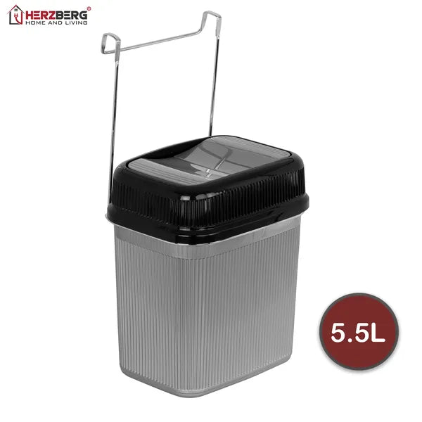 Függeszthető szemeteskosár 5.5 L, rozsdamentes tartó, PE betét