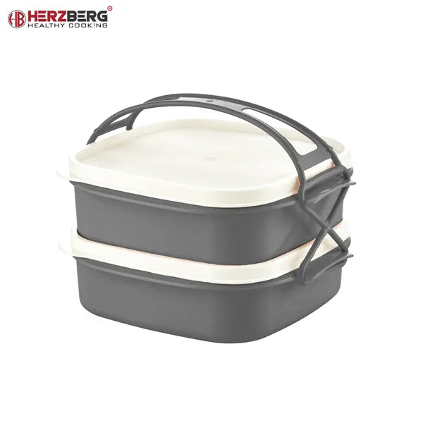 Herzberg 2 szintes, BPA-mentes, szivárgásmentes ebéddoboz 21,5×19,5×15,3 cm