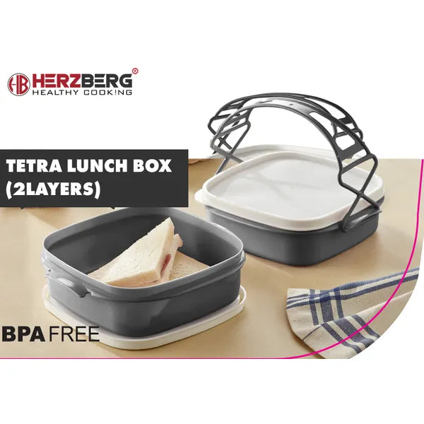 Herzberg 2 szintes, BPA-mentes, szivárgásmentes ebéddoboz 21,5×19,5×15,3 cm