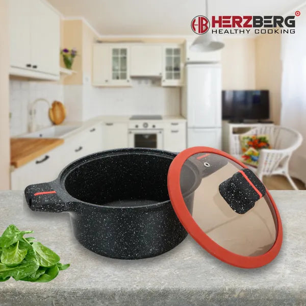 Herzberg gránit lábas 20cm üvegfedővel