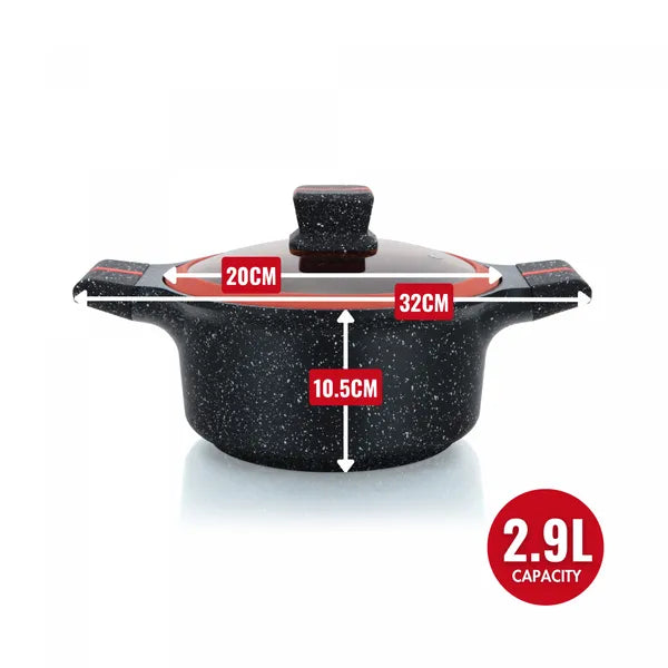 Herzberg gránit lábas 20cm üvegfedővel