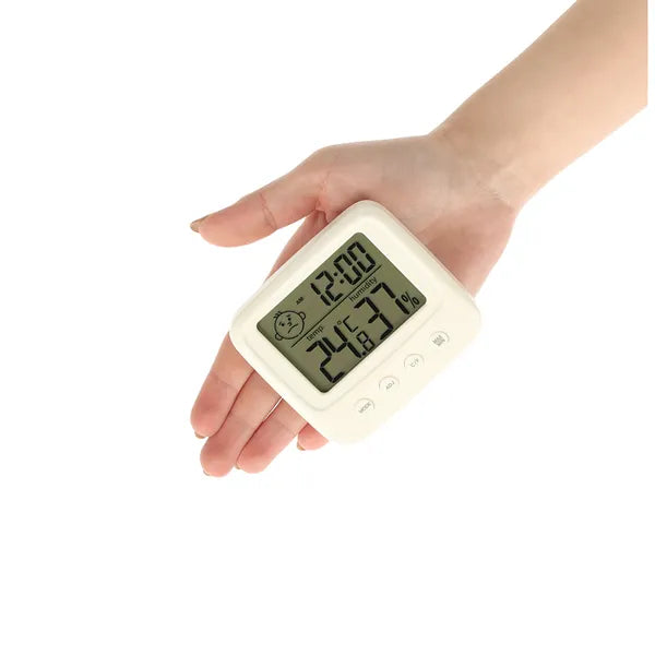 LCD szobai higrométer és hőmérő, ébresztős óra, páratartalom-mérő