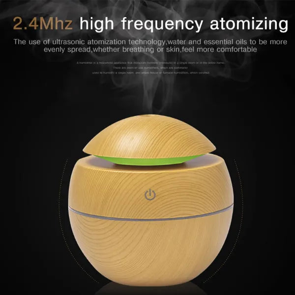 Ultrahangos aroma diffúzor és párásító, 130 ml, USB, LED, szürke