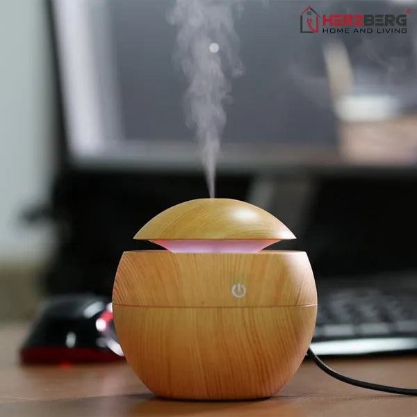 Ultrahangos fa hatású aroma diffúzor és párásító, 130 ml, LED, USB