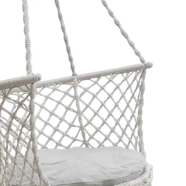 Kerti függő hintafotel, szürke boho fészek, Ø80 cm, 150 kg teherbírás