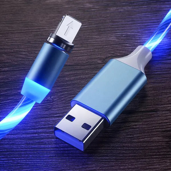 Mágneses USB kábel USB C, micro USB, LED-világítással