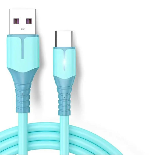 USB-C töltő- és adatkábel 2 m, USB-A–USB-C, LED jelző, 2,1 A, kék
