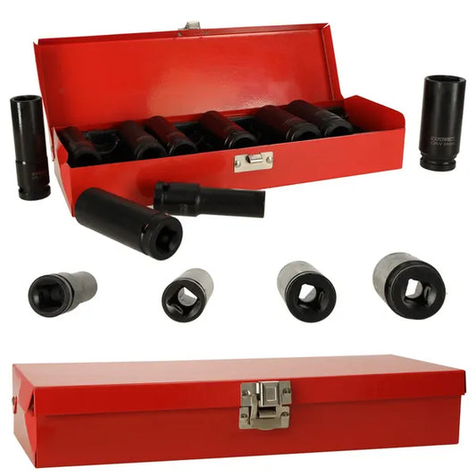 Krómacél hosszú légkulcs dugókulcs készlet 1/2'' 10-24 mm, 10 rész