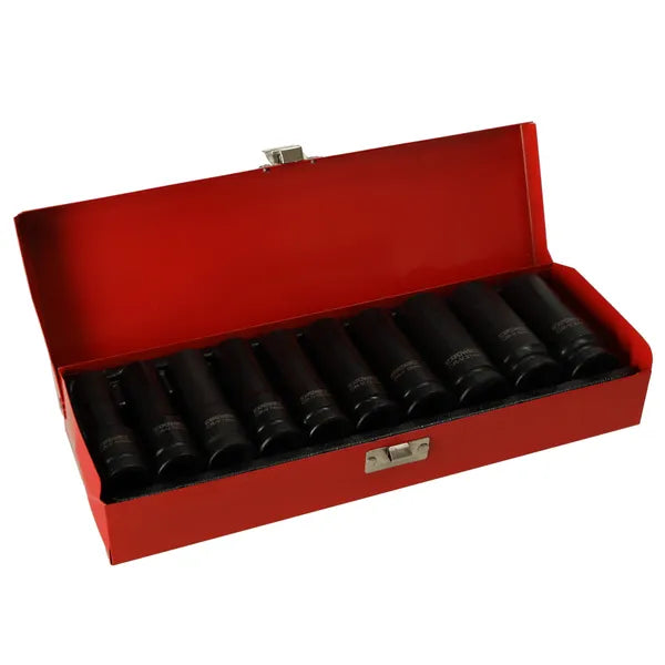 Krómacél hosszú légkulcs dugókulcs készlet 1/2'' 10-24 mm, 10 rész