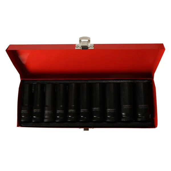Krómacél hosszú légkulcs dugókulcs készlet 1/2'' 10-24 mm, 10 rész