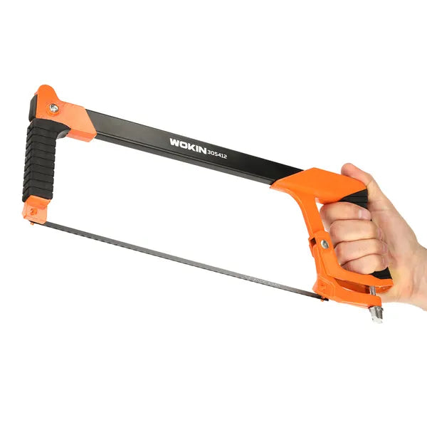 Kézi keretes fémfűrész 300 mm – alumínium keret, TPR markolat, 45°/90° lapállítás