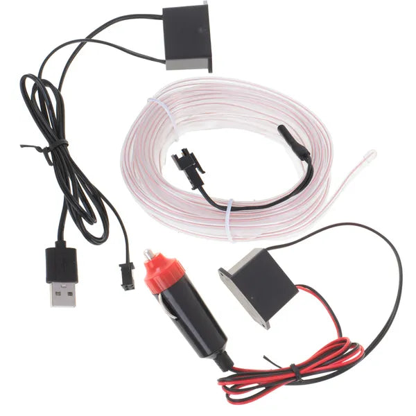 LED ambient világítás autóba, 5 m fehér szalag, USB/12 V