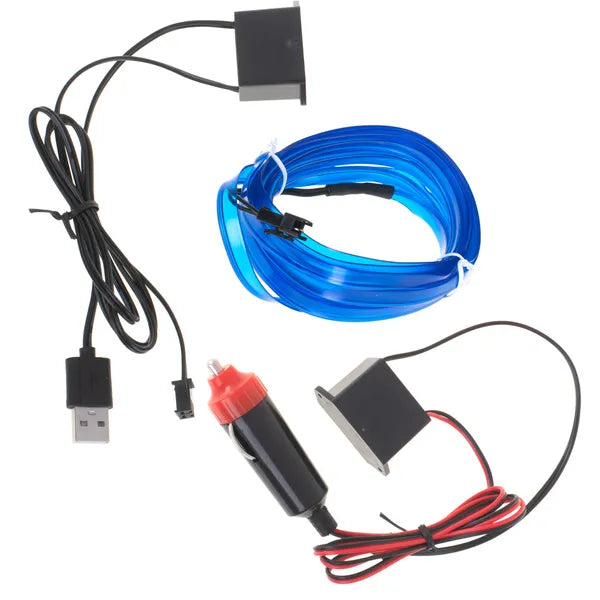 3 m-es kék ambient LED száloptikás fénycsík USB- és 12 V adapterrel