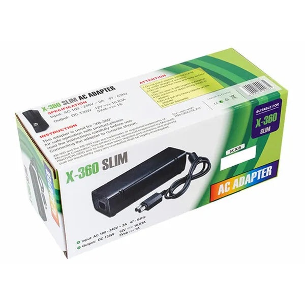 Xbox 360 Slim hálózati tápegység, 135 W, AC 100–240 V, fekete