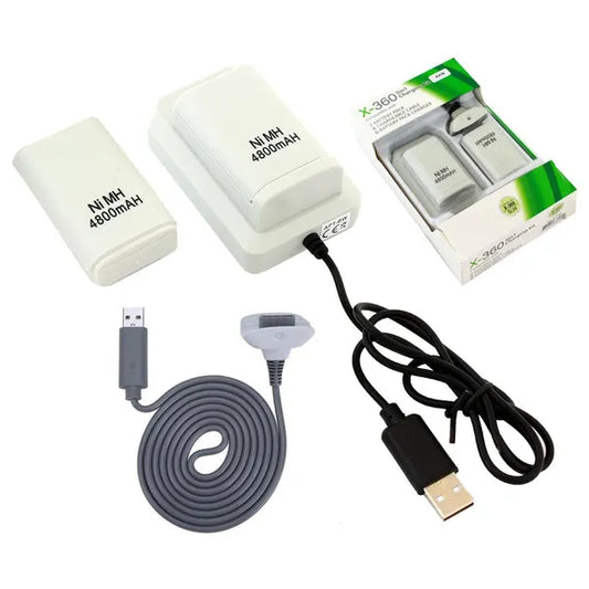 Xbox 360 USB töltőállomás + Play & Charge kábel, 2x 4800 mAh, fehér