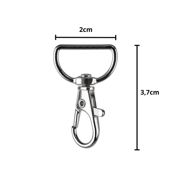 Fém karabiner „hal” forma, 37×20 mm, ezüst, 500 db