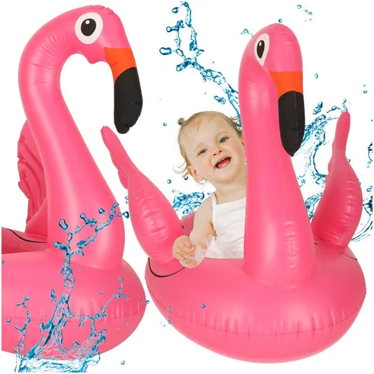 Felfújható flamingó úszógumi ülőkés babáknak, 1–3 év, 15 kg-ig