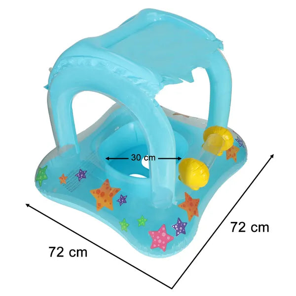 Felfújható baba úszógumi napellenzővel, üléses, 72 cm, 24 kg-ig