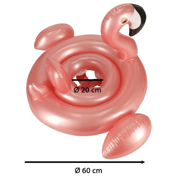 Flamingó formájú ülőkés úszógumi, 60 cm, 1–3 év, max 20 kg