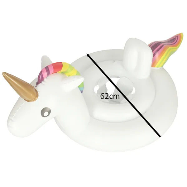 Felfújható unikornisos úszógumi ülőkével, 70 cm, 1-3 év