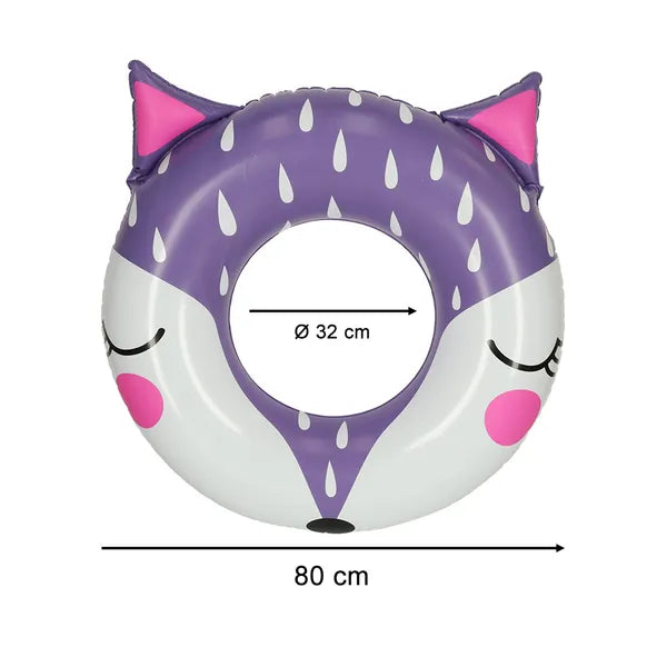 Róka mintás felfújható úszógumi gyerekeknek, 80 cm, 60 kg teherbírás