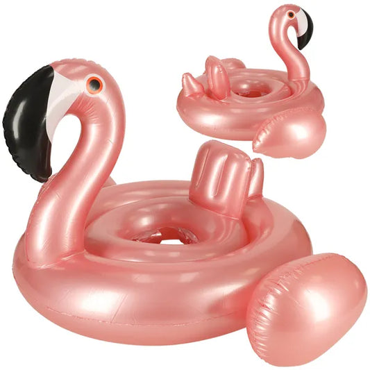 Flamingó formájú ülőkés úszógumi, 60 cm, 1–3 év, max 20 kg