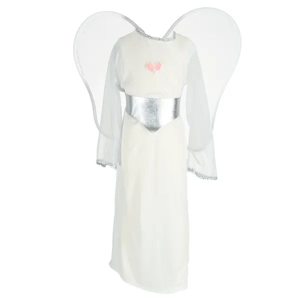 Gyerek angyal jelmez szett, 4 részes, fehér, S méret (100–110 cm)