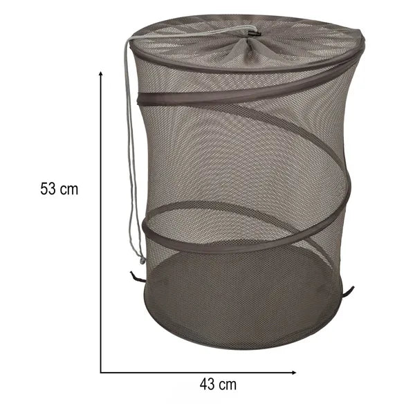 Összecsukható hálós akasztható szürke poliészter szennyestartó 43×53 cm
