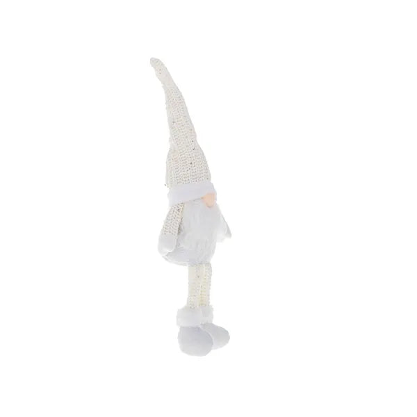 Fehér karácsonyi dekorációs manó figura, 47 cm