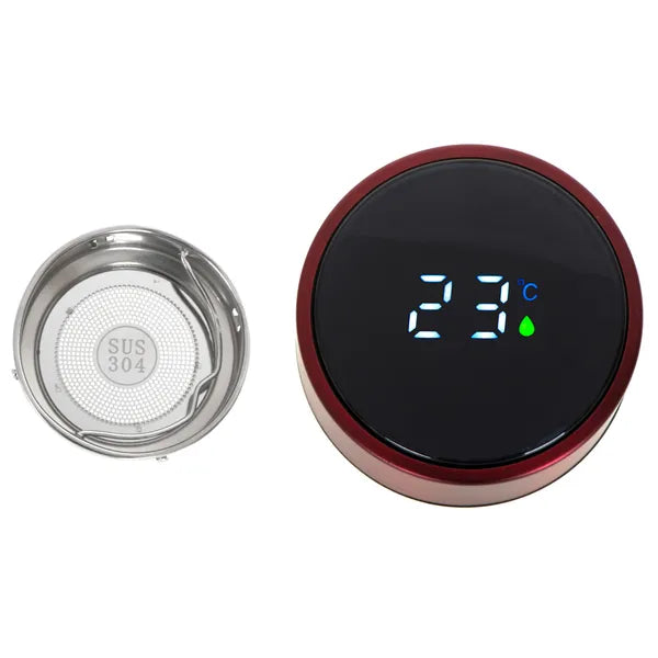 Okos LED kijelzős vákuumszigetelt termoszbögre, 500 ml, bordó rozsdamentes