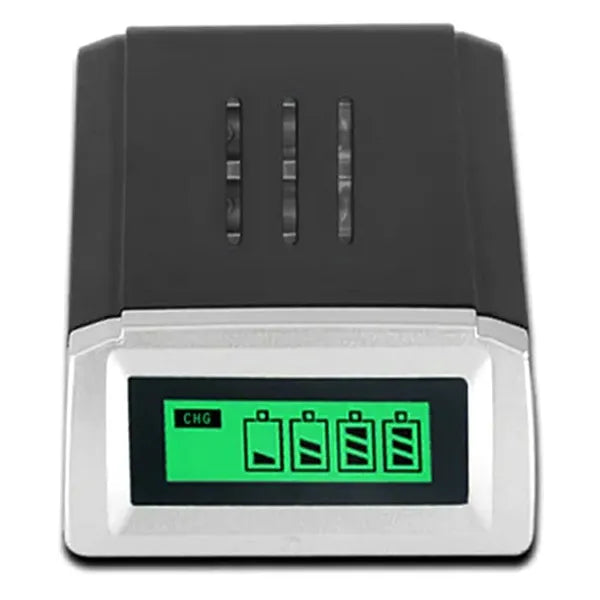 Univerzális AA/AAA/9V akkumulátor-töltő, 4 cellás, LCD-kijelzővel, hálózati adapterrel