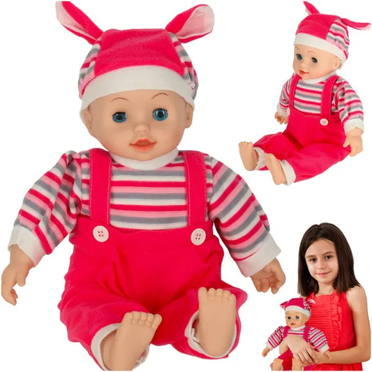 Maja síró-nevető baba 40 cm hanggal, csukódó szemekkel, rózsaszín body