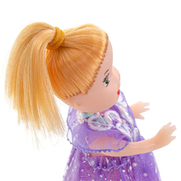 Mini babaház baba készlet, 3 darab, 10 cm, színes ruhákkal
