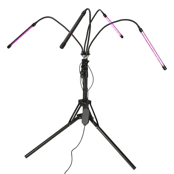 LED növénynevelő lámpa, 4 flexibilis kar, 80 LED, 15 W, állvány