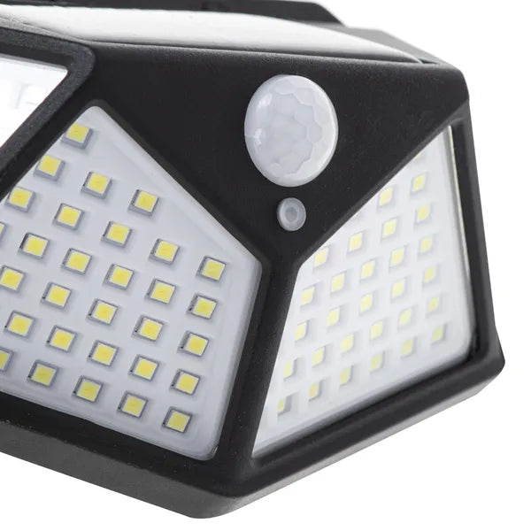Kültéri szolár fali lámpa 100 LED-del, mozgás- és alkonyérzékelővel