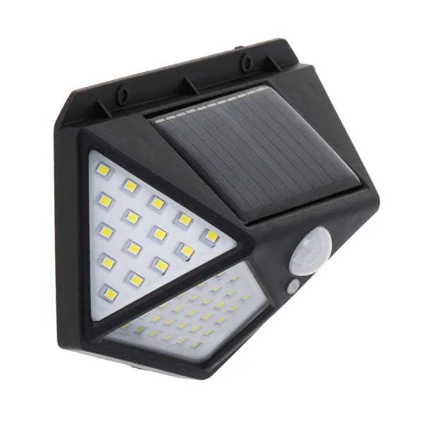 Kültéri szolár fali lámpa 100 LED-del, mozgás- és alkonyérzékelővel
