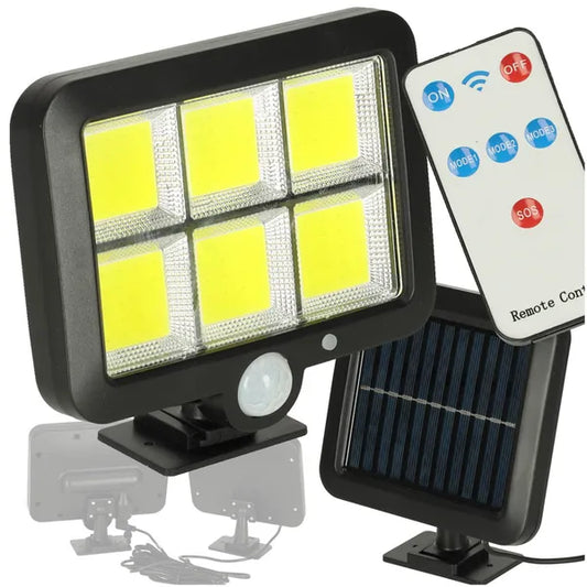 Napelemes külső LED lámpa 120 LED, IP65, mozgás- és alkonyérzékelővel