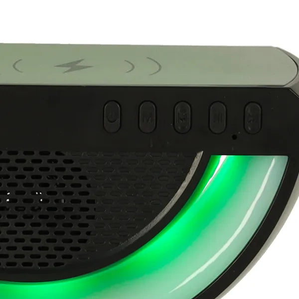 RGB gamer LED asztali lámpa BT hangszóró és Qi vezeték nélküli töltő, fekete