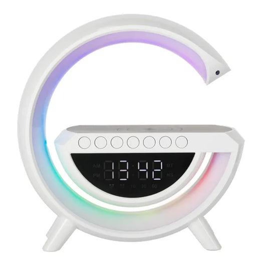 RGB LED asztali lámpa hangszóróval, Qi vezeték nélküli töltővel és ébresztővel