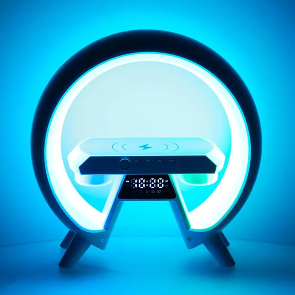 LED RGB éjjeli lámpa vezetéknélküli töltővel és hangszóróval