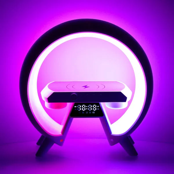 LED RGB éjjeli lámpa vezetéknélküli töltővel és hangszóróval