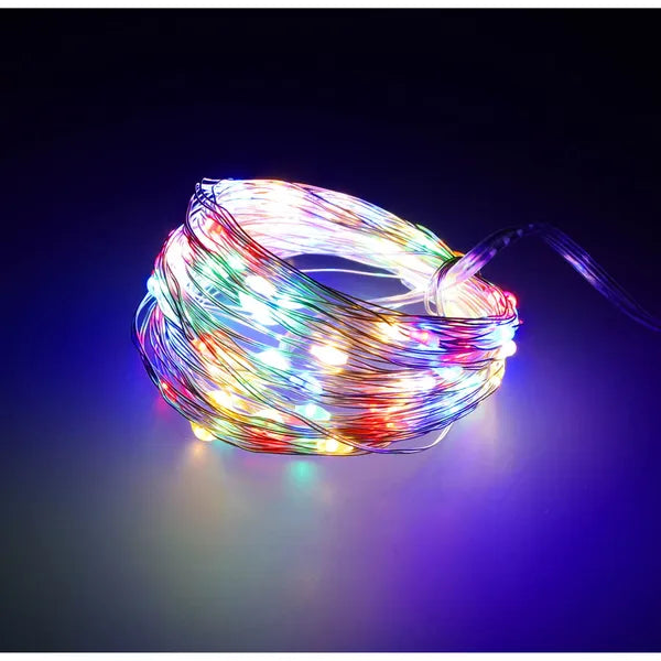 Elemes multikolor LED rézdrót fényfüzér, 10 m, 100 LED, beltéri