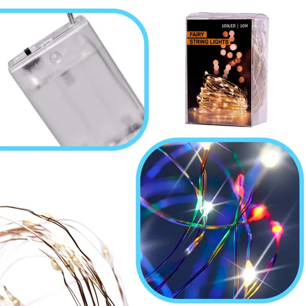 Elemes multikolor LED rézdrót fényfüzér, 10 m, 100 LED, beltéri