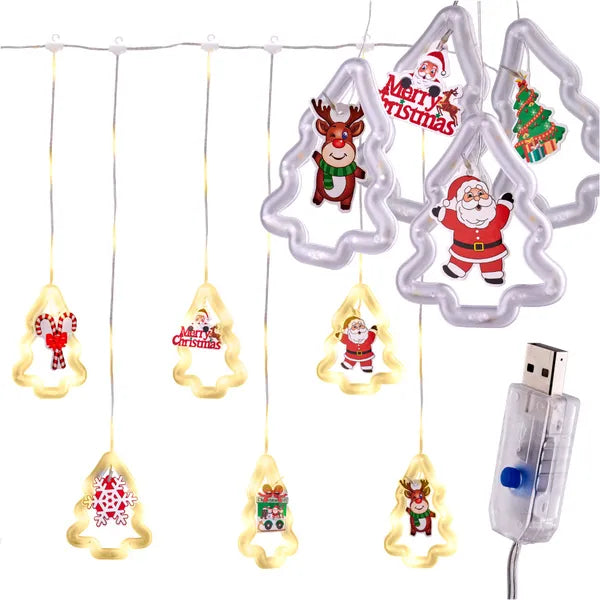 LED függöny fényfüzér, 3 m, 125 LED, meleg fehér, USB, IP44, időzítő