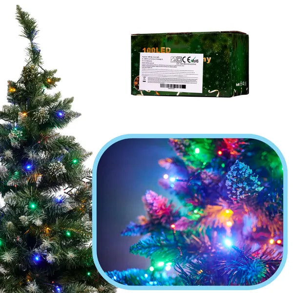 LED fényfüzér 10 m, 100 LED, többszínű, 8 fényprogram, hálózati 230 V