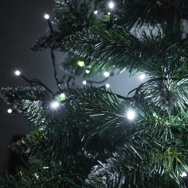 Karácsonyi LED fényfüzér, 10 m, 100 hideg fehér LED, 8 mód, beltéri