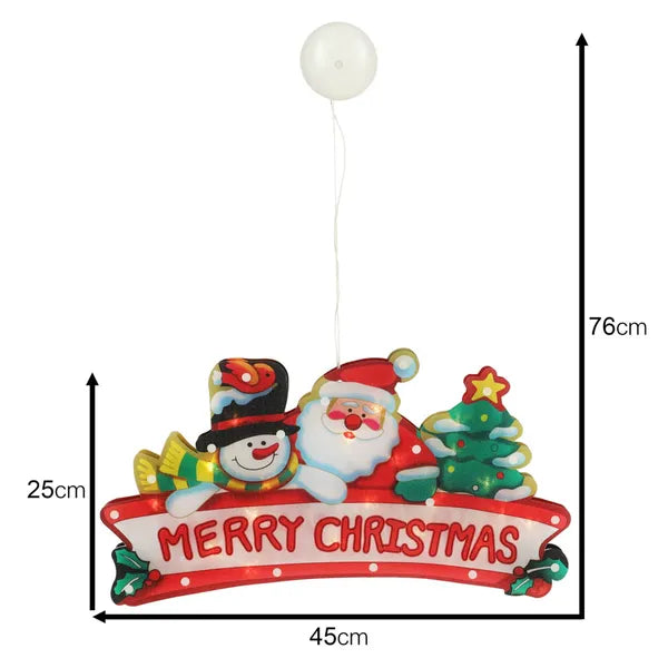 LED függeszthető ablakdísz Merry Christmas XXL 45 cm, elemes
